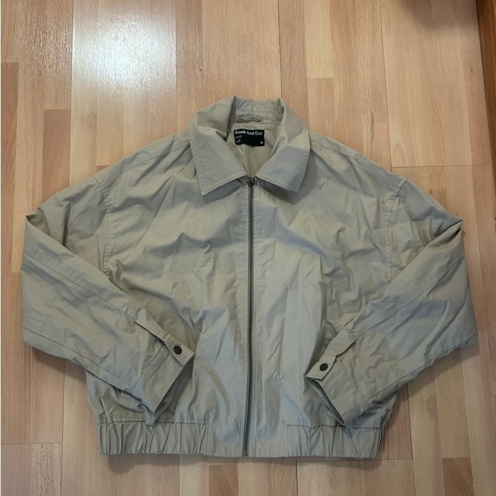 Frank & Oak Light Tan Zip-Up Shirt Jacket
